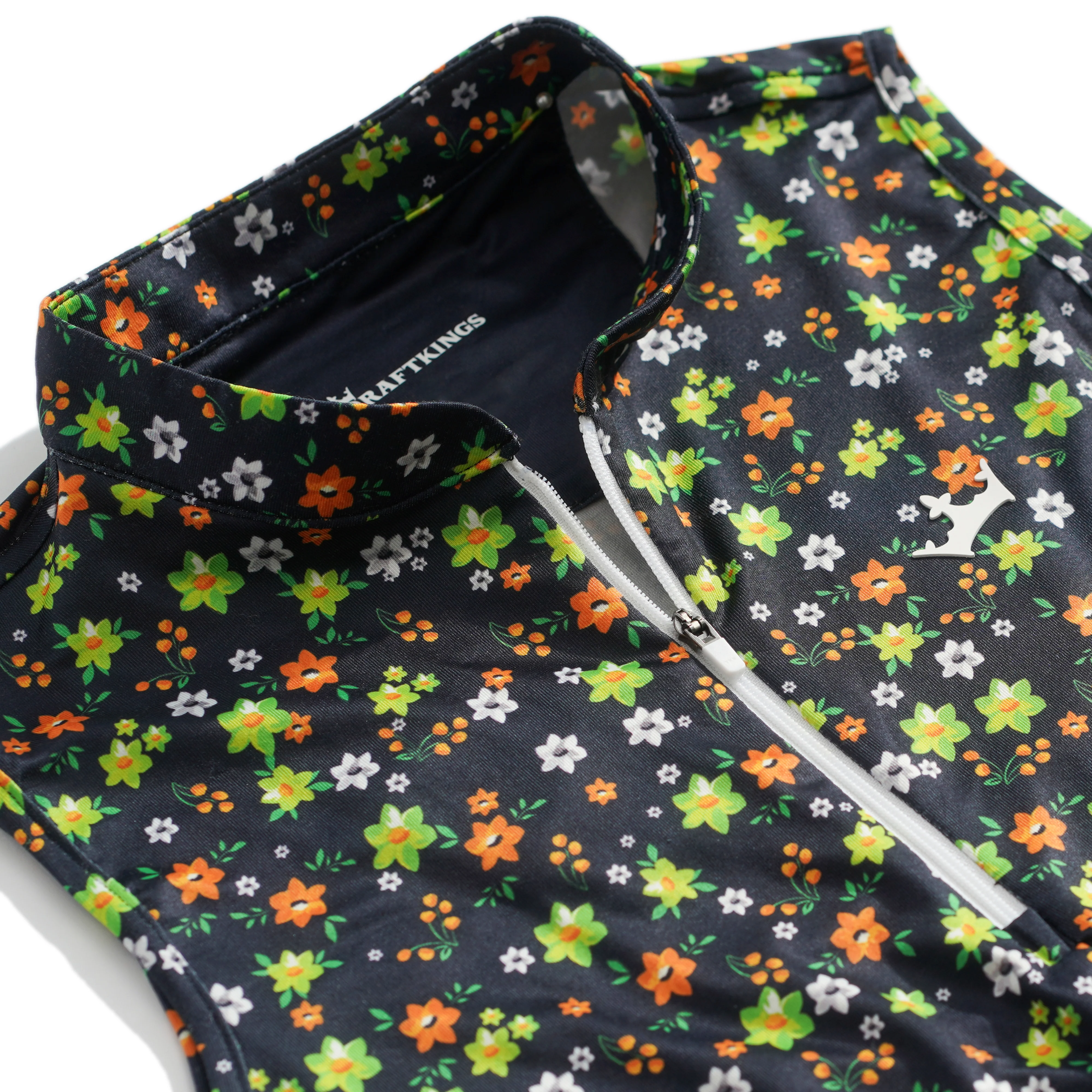 DraftKings Women's Floral Sleeveless Zip Golf Polo - Image 3
