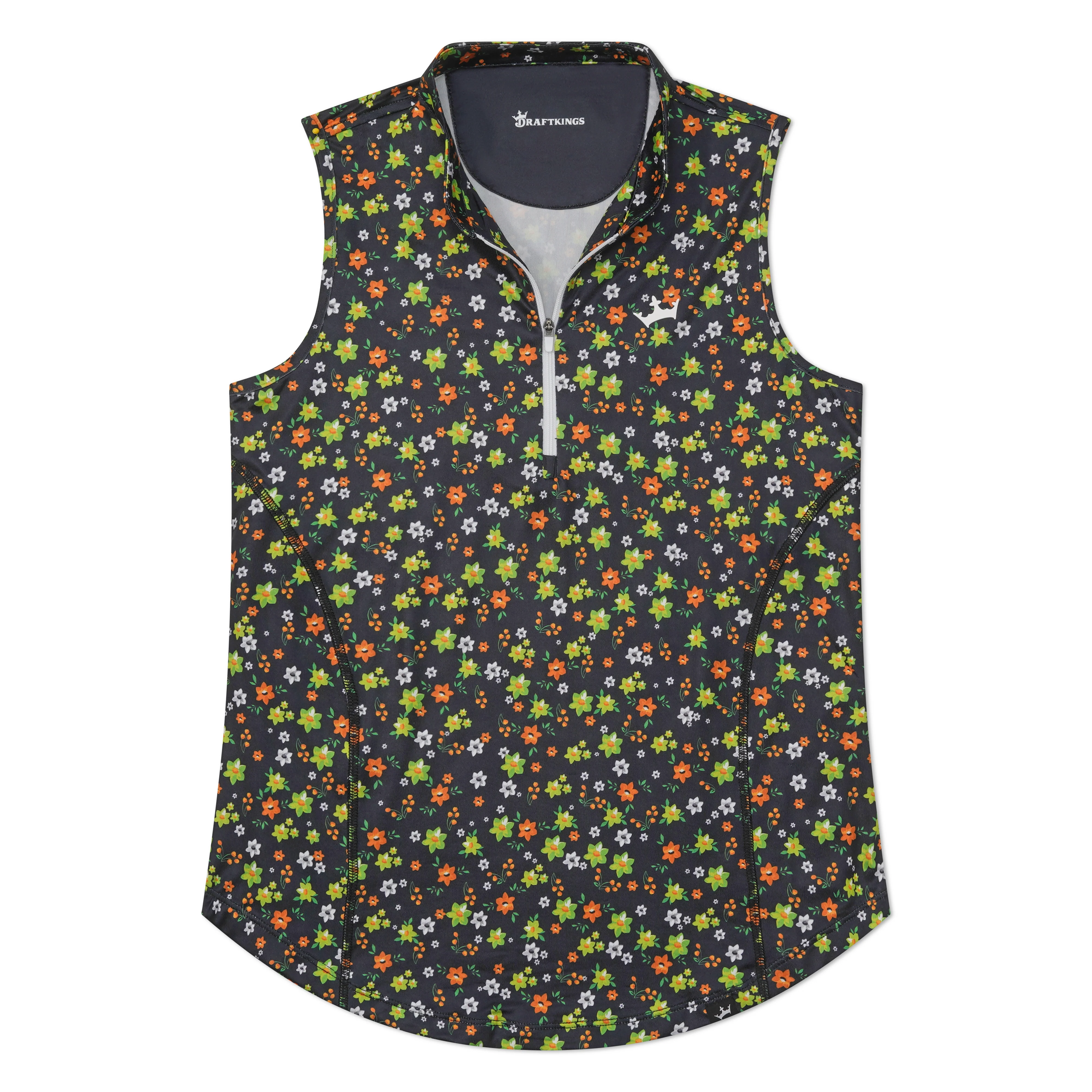 DraftKings Women's Floral Sleeveless Zip Golf Polo - Image 4